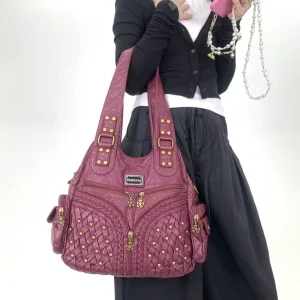 West Washed Pu Leather Hobo Bags for Women Roomy Handbags Purses for Women Large Shoulder Bag Soft Hobo Bags for Women