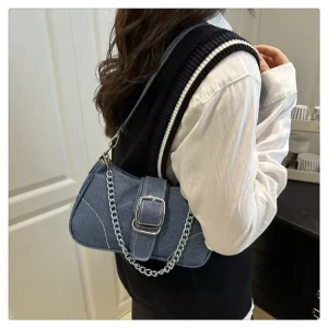 Western Underarm Bag European American Style Fashionable Single Shoulder Chain Zip Closure Portable Universal Bag for Women