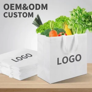 White PP Laminated Custom Non Woven Tote Eco Friendly Reusable Shopping Bag With Logo for Supermarket Grocery