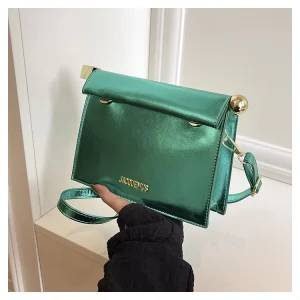 Winter Macaron-Colored Women’s Clutch Shoulder Crossbody Bag Textured Letter Design ZIP PU Material