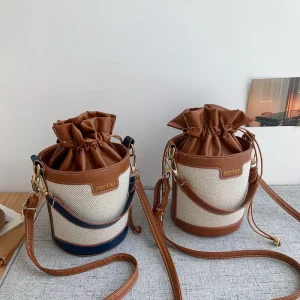 Woman Bucket Bags Fashion Ladies Crossbody Bags Luxury Designer Girls Drawstring Bucket Bag