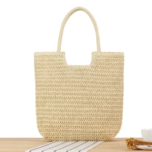 Women Custom Beach Bag Straw Hat Summer Woven Tote Bag Shoulder Handbags Large Beach Bag for Holiday