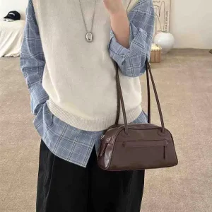 Women Designer Trendy Fashion Retro PU Leather Pillow Handbag Tote Bag