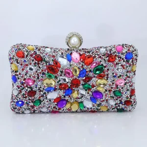 Women Dinner Evening Clutch Bag Luxury Sunflower Inlaid Diamond Banquet Handbag Rhinestones Egg Design Shoulder Bag