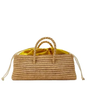 Women Fashion Handmade Handbag Raffia Straw Bag Summer Beach Bag Bucket