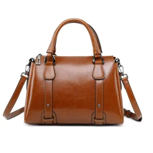 Women Genuine Cow Split Leather Handbag Ladies Top Handle Shoulder Purse Satchel Tote Concealed Carry Handbag