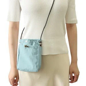 Women Lightweight Nylon Drawstring Sling Bag Mini Phone Storage Shoulder Crossbody Messenger Bag for Hanging Gift