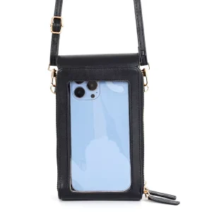 Women Messenger Bag Small Crossbody Shoulder Bag Zipper Card Holder PU Leather Wallet Touch Screen Mobile Phone Bag