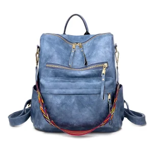 Women PU Backpack Custom Vintage Women Girls Backpack PU Leather Waterproof College Travel School Bag Shoulder Handbag