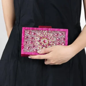 Women Rhinestone Clutch Bag Luxurious Diamonds Evening Bag Stylish Acrylic Evening Bag with Detachable Chain Strap Party Purse