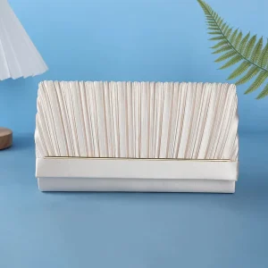 Women Senior Fashion Evening Clutch Bag Striped Envelope Shape Magnetic Closure Metal Chain Polyester Wedding Dinner Parties