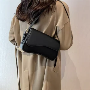 Women Shoulder Bags Designer Fashion Pu Leather Crossbody Chic Handbag Y2k Trendy Purse Vegan Leather Hobo Saddle Bag
