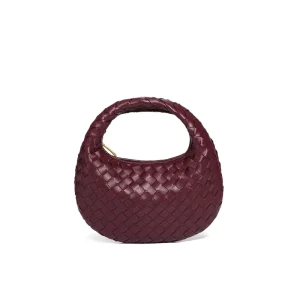 Women Small Woven Hand Clutch Bags for Wedding Party Ladies Round Cross Body Bags with Zipper Closure