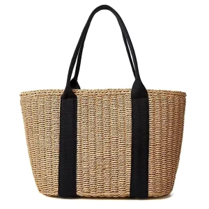 Women Straw Bag Summer Beach Large Tote Bag Handmade Woven Shoulder Crossbody Handbag