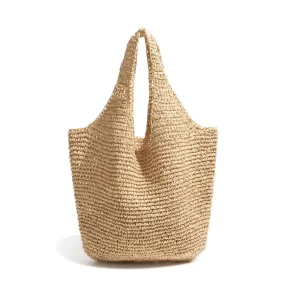 Women Straw Bags Summer Essential Embroidery Logo Weaving Tote Large Capacity Women’s Handbag Beach Bags
