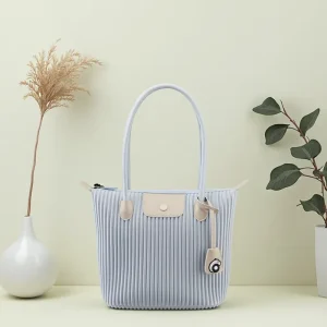 Women Teacher Shoulder Purse Large Handbags Strip Beach Tote Bags With Zipper