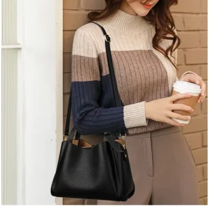 Women Vegetable Basket High-end Soft PU Leather Shoulder Bag Crossbody Solid Color Versatile Bucket Shoulder Bags