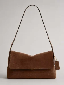 Women Vintage Velvet Underarm Bag Flap Shoulder Crossbody Bag Retro Casual Faux Suede Handbag Magnetic Closure
