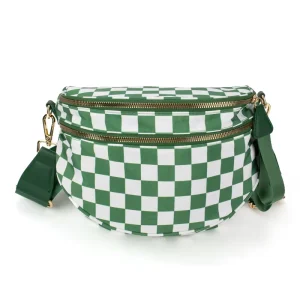 Women Waterproof Plaid Leopard Nylon Fanny Pack Waist Bags Cute Belt Sport Dumpling Shoulder Saddle Bag for Girls Women