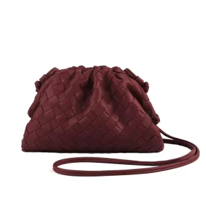 Women Woven Cloud Pouch Bag Purse Elegant Hand Clutch Evening Bag for Wedding Party