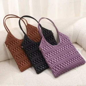Women Woven Tote Bags High Quality Handmade Shoulder Bags Casual Bucket Woven Handbags for Ladies