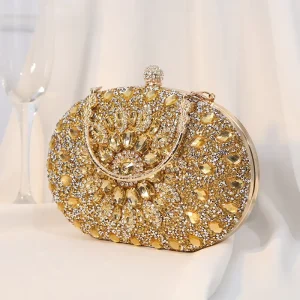 Women’s Alloy Flower Diamond Inlay Evening Clutch Bag European American Cross-Border Weddings Rhinestone