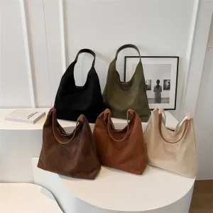 Women’s Autumn and Winter Vintage Leather Hobo Bag Suede Hand Bags Ladies Tote Bag With Custom Logo Purse