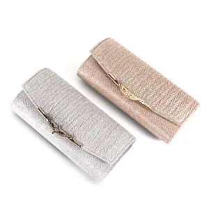 Women’s Banquet Bag Bling Box Evening Shining Purse for Female Dinner Handbag Solid Color Flip Wedding Dress Chain Bag