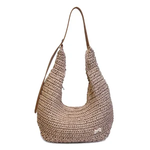 Women’s Beach Vacation Trendy Vintage Handmade Woven Straw Shoulder Bag with Zipper Closure Large Capacity