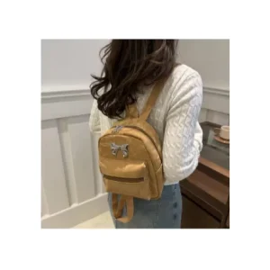 Women’s Bow Backpack PU Zipper Casual Fashion Niche Style South Korea Small Lightweight Travel Schoolbag