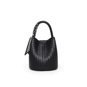 Women’s Bucket Bag New Split Leather Crossbody Small Bag High-End Woven Handbag Tote Bag