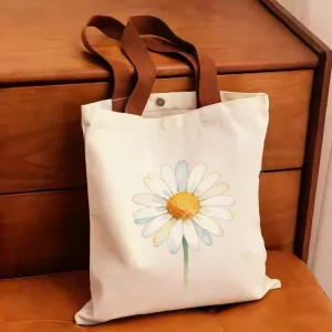 Women’s Canvas Tote Bag Custom Logo Zipper Closure Custom Colors Reusable Shopping Bag for University Students