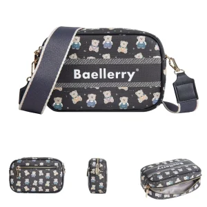 Women’s Cartoon PU Crossbody Bag Waterproof Fashion Shoulder Bag Single Strap Zipper Closure Large Phone Capacity