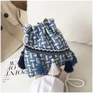Women’s Casual Ethnic Minority Style Crossbody Open Bucket Bag Fashion New Popular Shoulder Bag Girls
