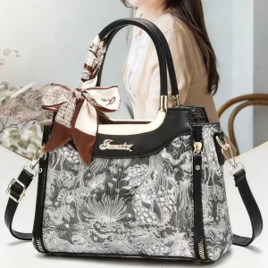 Women’s Casual Tote Handbags Two Comfortable Lightweight Zipper Closure Smooth Textured Chain PU Leather Featuring