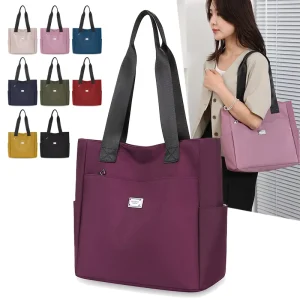 Women’s Casual Waterproof Oxford Tote Bag with Zipper Closure Multi Pocket Shoulder Laptop Work Purse for Teachers Professionals