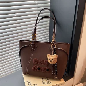 Women’s Commuting Underarm Tote Bag Autumn New Fashionable High End Large Capacity Zipper Closure Polyester Lining PU