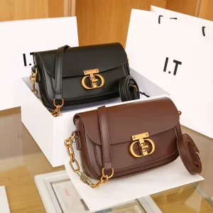 Women’s Crossbody Bag Geometric Metal Buckle Polyester Lining