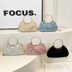 Women’s Crossbody Evening Bag Floral Sequin Light Luxury Chain Elegant Bag