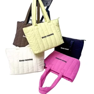 Women’s Custom Branded Promotional Quilted Padded Tote Bag For Shopping Travel