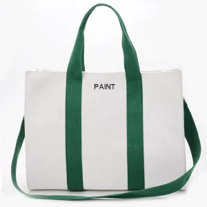 Women’s Custom Logo Canvas Crossbody Bag with Open Closure and Ruched Decoration Laptop Tote Purse Shoulder Bag
