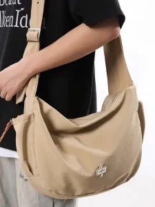 Women’s Eco Friendly Canvas Nylon Hobo Bag Small Medium Moon Crossbody Zipper Closure Classic Luxury Shoulder Crescent Style