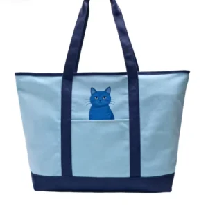 Women’s Eco Friendly Cotton Tote Bag Natural Canvas Beach Embroidery Durable Zipper Travel Handbag Monogram Summer Autumn