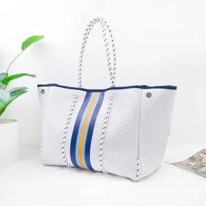 Women’s Eco Friendly Fashion Neoprene Beach Tote Bag Light Soft Extra Large Capacity Open Closure Random Pattern Single Shoulder