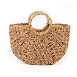 Women’s Eco Friendly Large Capacity Woven Straw Shopping Bag with String Closure Floral Durable Beach Summer Autumn