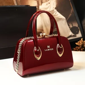 Women’s Elegant Vintage Style Handbag with Rhinestone Decor Classic Storage Satchel Bag Zipper Closure and Polyester Lining