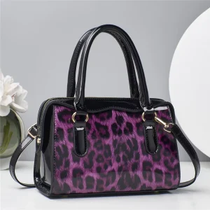 Women’s European American Style Pillow Bag Vintage Leopard Print Single-Shoulder Bag Work Commute Small PU Bag