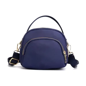Women’s Fashion Cross Body Mini Shoulder Bag 3 Zipper Pockets Single Strap Zip Closure Waterproof Nylon Summer Cell Phone