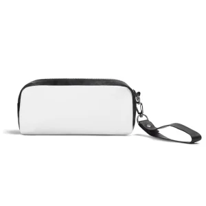 Women’s Fashion Litchi Grain Leather Logo Embellished Clutch Bag Geometric Pattern Zipper Closure Elegant Handheld Purse Party
