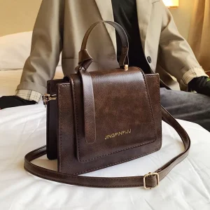 Women’s Fashion Messenger Tote Bag Elegant Cute Two-tone PU Leather Shoulder Handbag